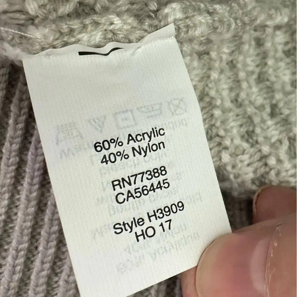 J Crew Textured Turtleneck Winter Knit Sweater SMALL H3909 Grey Gray